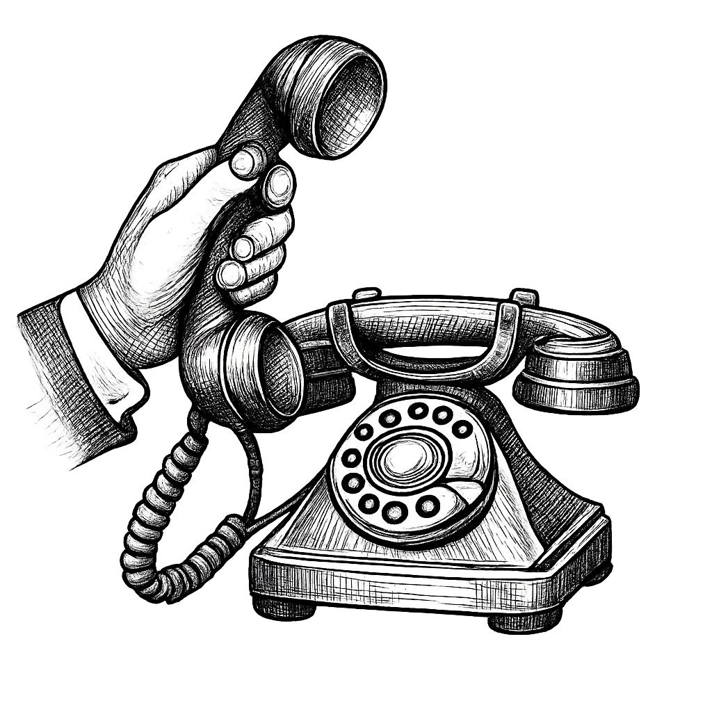Black and white illustration of reaching out - pest control scheduling