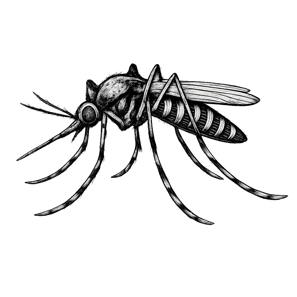 Black and white illustration of a mosquito — mosquito control services in Morehead City NC